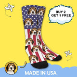 Custom Face American Flag Sublimated Crew Socks
