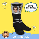 Custom Face Football Stripe Sublimated Crew Socks