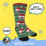 Custom Face&Name Christmas Hat Sublimated Crew Socks