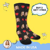 Custom Face Solid Color Background Love Sublimated Crew Socks