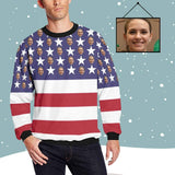 Custom Face American Flag Men's All Over Print Crewneck Sweatshirt