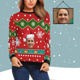 Custom Face Christmas Hat Women's All Over Print Crewneck Sweatshirt
