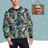 Custom Face Flower Bird Men's All Over Print Crewneck Sweatshirt