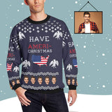 Custom Face Map Eagle Men's All Over Print Crewneck Sweatshirt