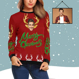 Custom Face Merry Christmas Women's All Over Print Crewneck Sweatshirt