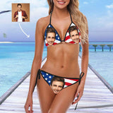 Custom Face American Flag Bikini Swimsuit