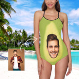 Custom Face Avocado Women's Slip One Piece Swimsuit