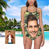 Custom Face Camouflage Women's Slip One Piece Swimsuit