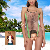 Custom Face Chest Hair Women's Slip One Piece Swimsuit