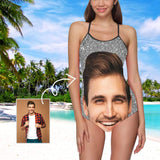 Custom Face Diamond Women's Slip One Piece Swimsuit