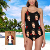 Custom Face Heart Women's Slip One Piece Swimsuit