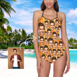 Custom Face Multiple Pineapple Peel Women's Slip One Piece Swimsuit
