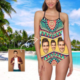 Custom Face Pattern Women's Slip One Piece Swimsuit
