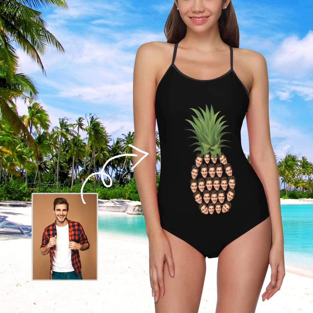 Custom Face Pineapple Women's Slip One Piece Swimsuit