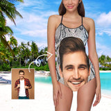 Custom Face White Scales Women's Slip One Piece Swimsuit