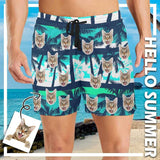 Custom Face Coconut Trees Quick-Dry Swim Trunks Men's Bathing Suit