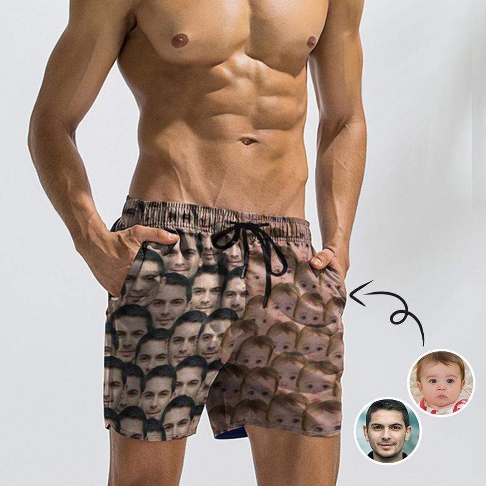 Mybestboxer Swimwear Custom Face Seamless Father&Baby Quick-Dry Swim Trunks Men's Bathing Suit