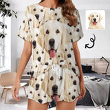 Custom Pet Face My Lovely Dog Pajama Set Women's Short Sleeve Top and Shorts Loungewear Athletic Tracksuits