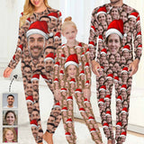 Discount - limited time Custom Face Seamless Christmas Hat Sleepwear Personalized Family Slumber Party Matching Long Sleeve Pajamas Set
