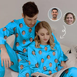 Custom Face Solid Color Couple Matching Pajamas Personalized Photo Couple Loungewear for Her/Him