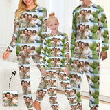 Custom Photo Paved Sleepwear Personalized Family Slumber Party Matching Long Sleeve Pajamas Set