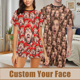 [Special Sale] Custom Face Couple Pajamas Personalized Your Idol Couple Matching Crew Neck Short Pajama Set