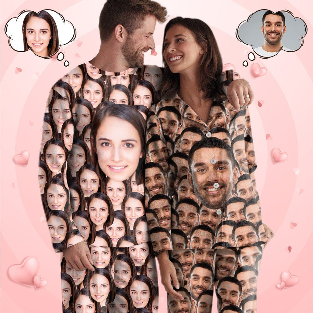 [TikTok Hot Selling] Custom Face My Valentine My Lover Cute Couple Matching Pajamas