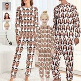 TikTok Pajamas Custom Face Seamless White Family Matching Long Sleeve Pajama Set Personalized Photo Pajamas Loungewear