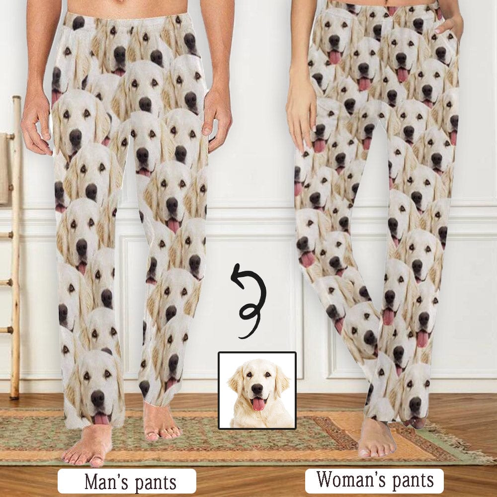 Custom Couple Face Pet Dog Seamless Women's&Men's Long Pajama Pants