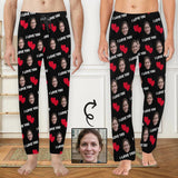 Custom Girlfriend Face Long Pajama Pants I Love You Personalized Men's Slumber Party Sleepwear