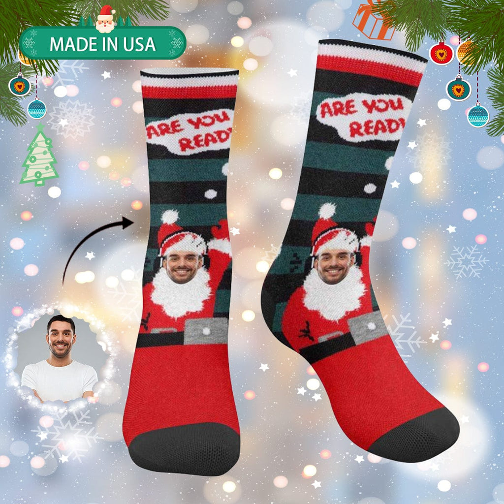Custom Preparing Christmas Face Socks Personalized Funny Photo Socks