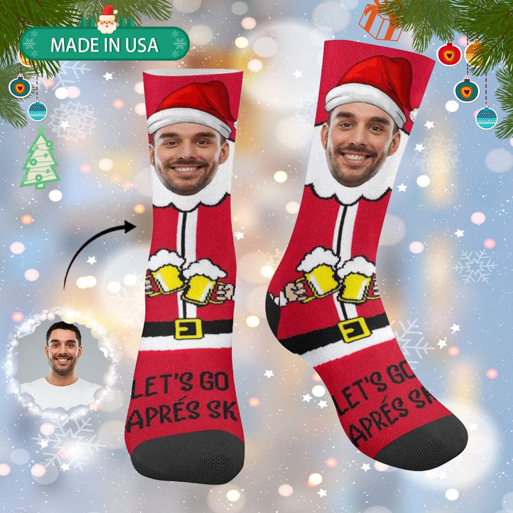 Personalized Funny Photo Socks Custom Christmas Sublimated Crew Socks