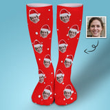 $9.99-¡¾Discount - limited time¡¿Custom Face Sublimated Crew Socks Red Socks Personalized Funny Photo Socks Gift for Christmas
