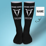 Custom Name Sublimated Crew Socks Black Background Socks Personalized Funny Socks Gift