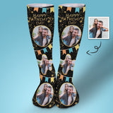 Fathers Day Socks With Custom Photo Star Happy Father's Day Personalized Sublimated Crew Socks Gift For Australian Father's Day