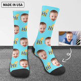Custom Faces Letter Socks Personalized Picture Sublimated Crew Socks Unisex Gift for Men Women