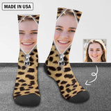 Custom Socks with Face Zipper Classic Camo Sublimated Crew Socks Personalized Picture Socks